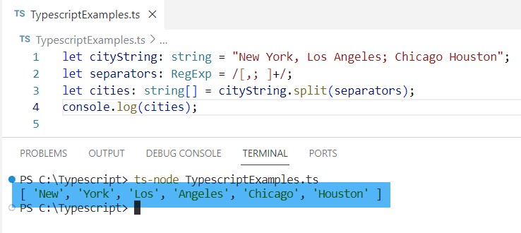 Typescript split string multiple separators Typescript split string multiple separators