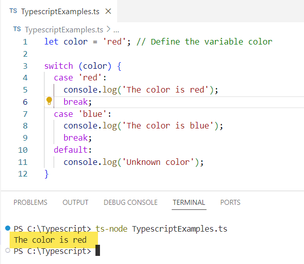 TypeScript Switch Case TypeScript Switch Case